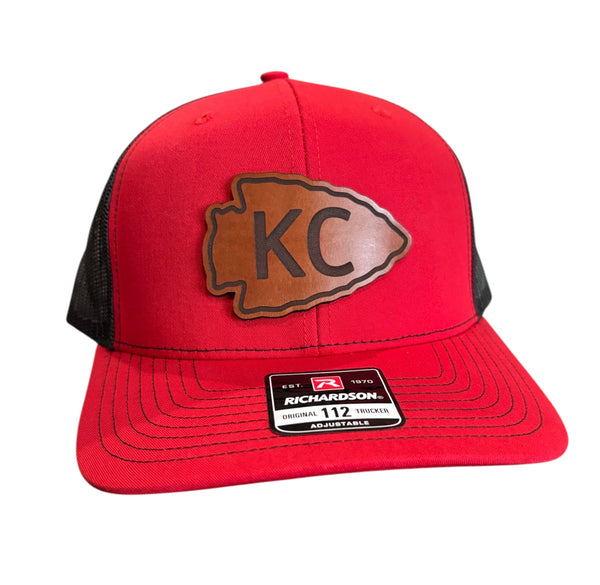Kansas City Football Offset Arrowhead Leather Patch Hat