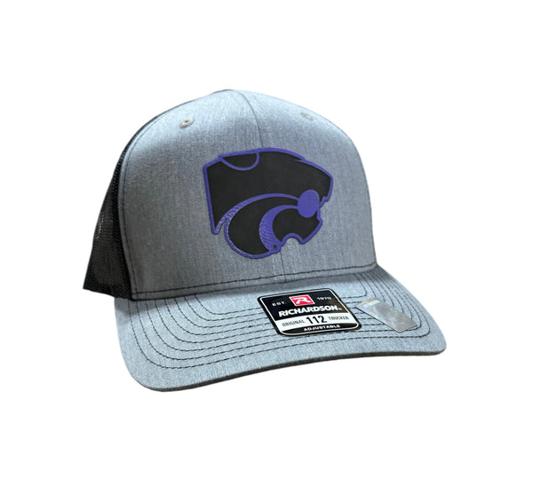 K-State Heather Gray and Black Premium Leatherette Patch Hat