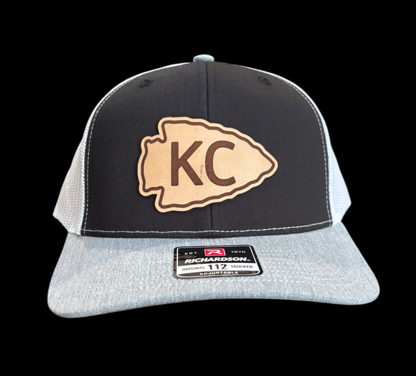 Kansas City Football Offset Arrowhead Leather Patch Hat