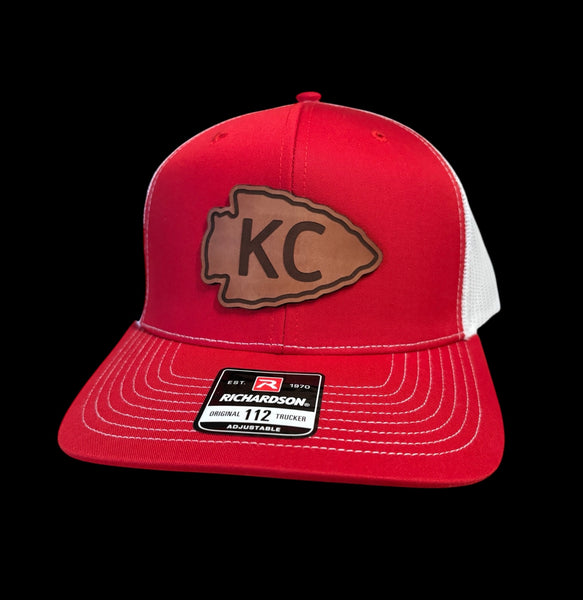 Kansas City Football Offset Arrowhead Leather Patch Hat