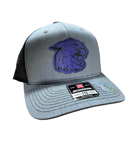 K-State Heather Gray and Black Premium Leatherette Patch Hat