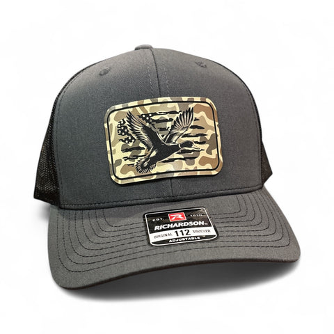 Duck Hunter Square Duck Camo Premium Leatherette Hat