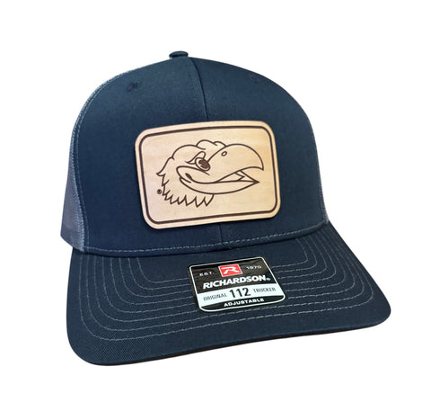 University of Kansas Jayhawk Head Rectangle Leather Patch Hat