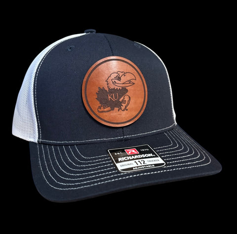 University of Kansas Jayhawk Circle Leather Patch Hat