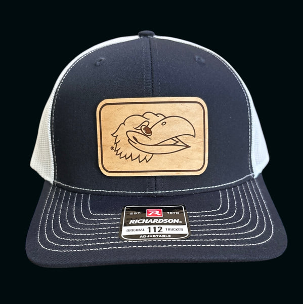University of Kansas Jayhawk Head Rectangle Leather Patch Hat
