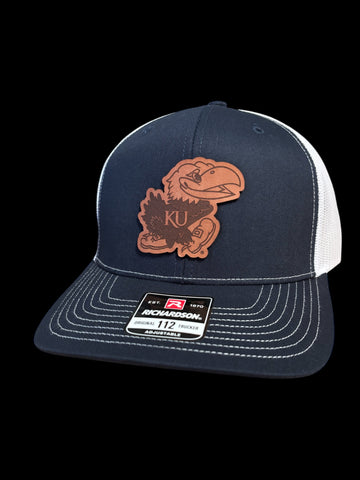 University of Kansas Offset Jayhawk Leather Patch Hat