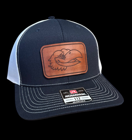 University of Kansas Jayhawk Head Rectangle Leather Patch Hat