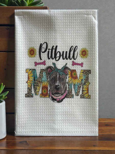 Pitbull Mom Waffle Weave Towel