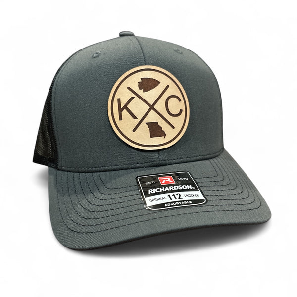 Kansas City Football Circle Cross Leather Patch Hat