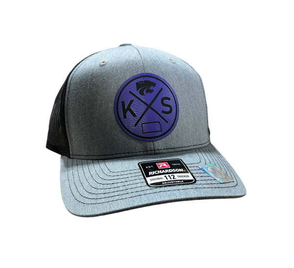 K-State Heather Gray and Black Premium Leatherette Patch Hat