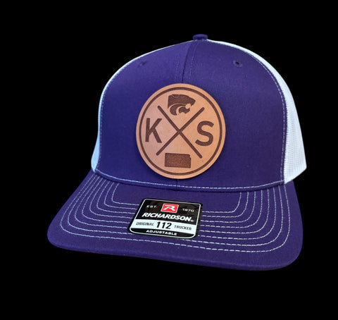 K-State Circle Cross Leather Patch Hat