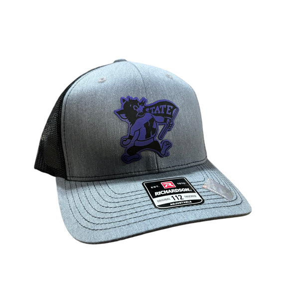 K-State Heather Gray and Black Premium Leatherette Patch Hat