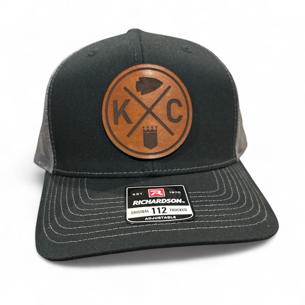 Kansas City Football/Kansas City Baseball Circle Cross Leather Patch Hat
