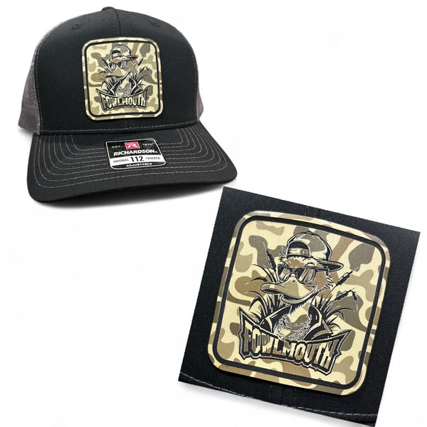 Fowlmouth Duck Hunting Square Duck Camo Premium Leatherette Hat