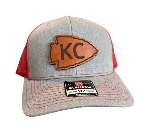 Kansas City Football Offset Arrowhead Leather Patch Hat