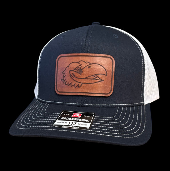 University of Kansas Jayhawk Head Rectangle Leather Patch Hat