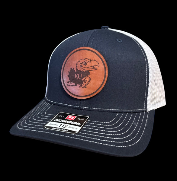 University of Kansas Jayhawk Circle Leather Patch Hat