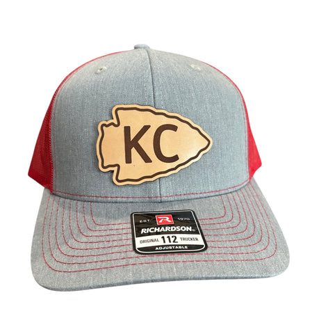 Kansas City Football Offset Arrowhead Leather Patch Hat