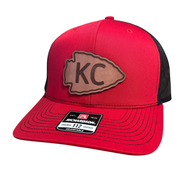 Kansas City Football Offset Arrowhead Leather Patch Hat