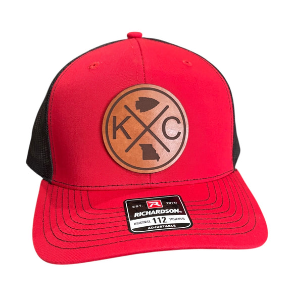 Kansas City Football Circle Cross Leather Patch Hat