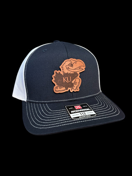 University of Kansas Offset Jayhawk Leather Patch Hat