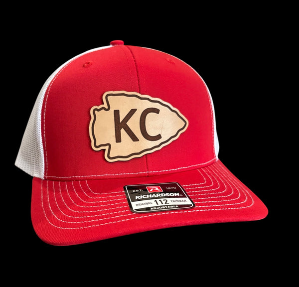 Kansas City Football Offset Arrowhead Leather Patch Hat