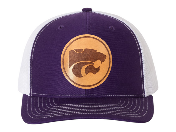 K-State Circle Powercat Leather Patch Hat