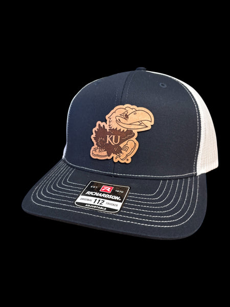 University of Kansas Offset Jayhawk Leather Patch Hat