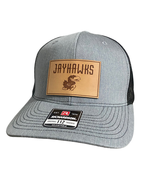 University of Kansas Rectangle Jayhawks Leather Patch Hat