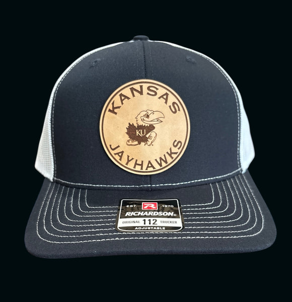 Kansas Jayhawks Circle Leather Patch Hat