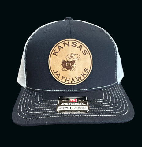 Kansas Jayhawks Circle Leather Patch Hat