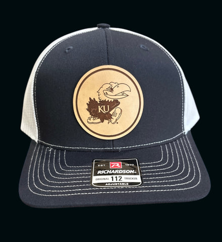 University of Kansas Jayhawk Circle Leather Patch Hat