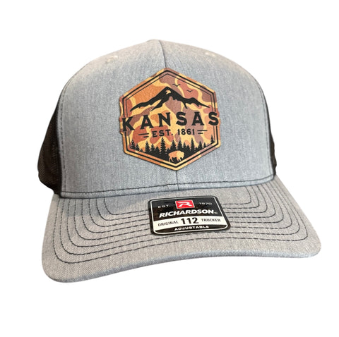 Kansas Offset Drake Camo Premium Leatherette Hat
