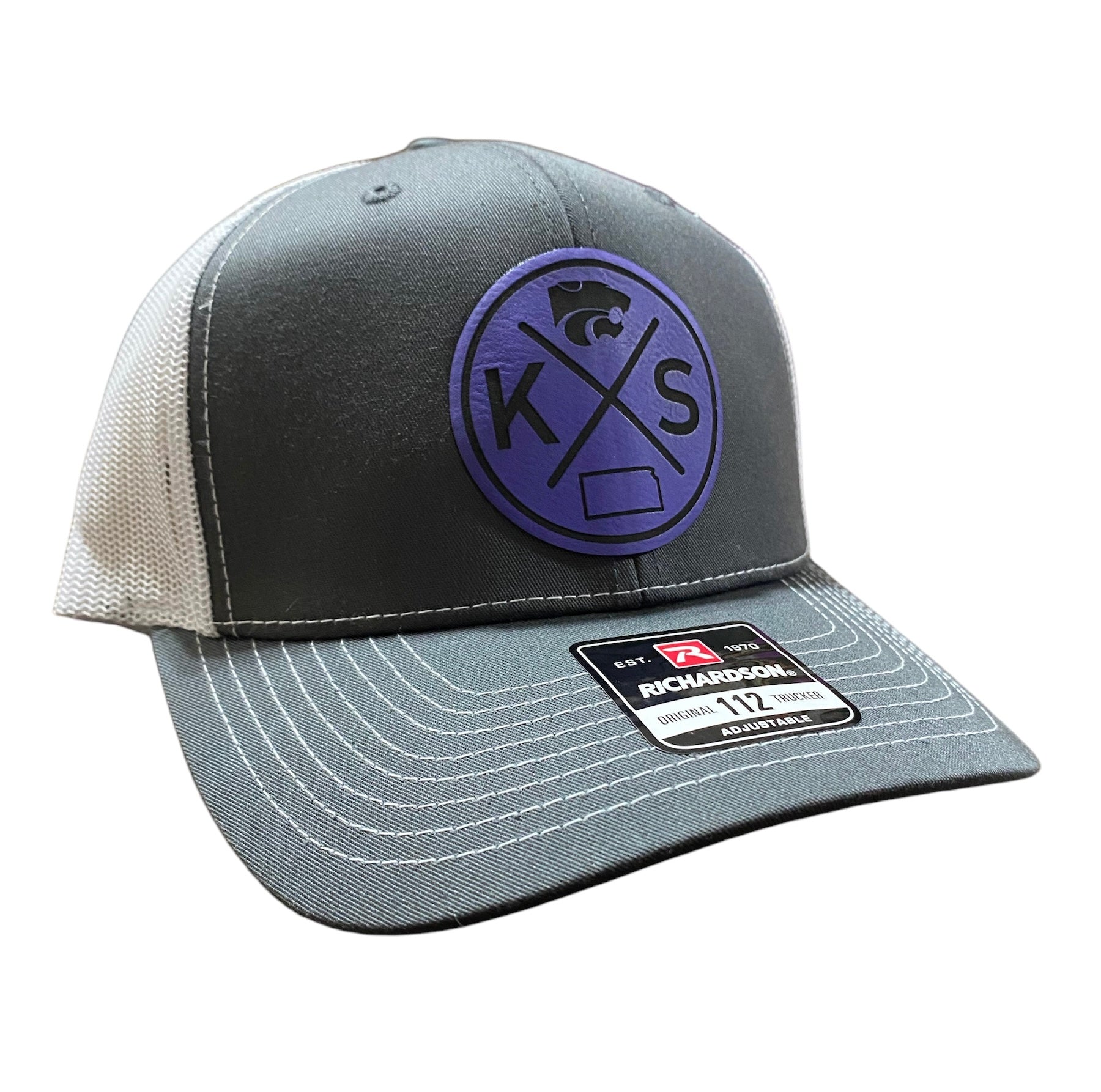 K-State Circle Cross Purple Premium Leatherette Patch Hat