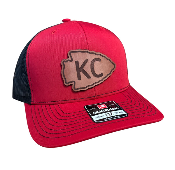 Kansas City Football Offset Arrowhead Leather Patch Hat