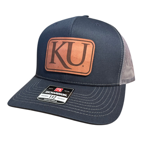 University of Kansas KU Rectangle Leather Patch Hat