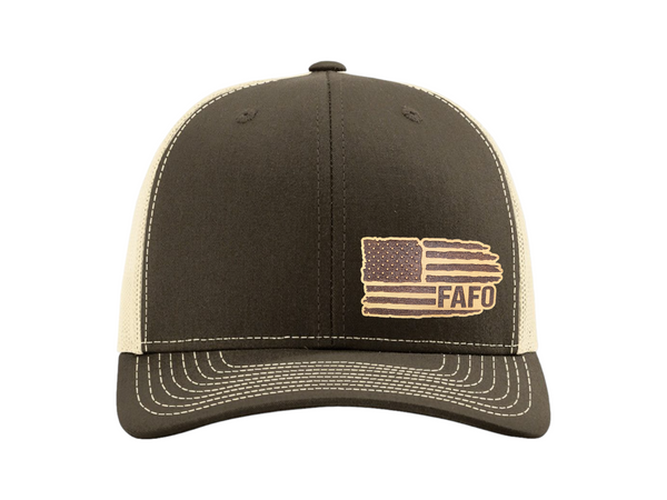 American Flag FAFO Leather Patch Hat