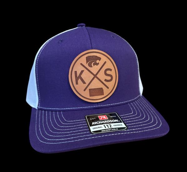K-State Circle Cross Leather Patch Hat