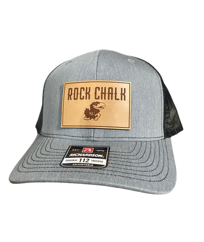 University of Kansas Rectangle Rock Chalk Leather Patch Hat