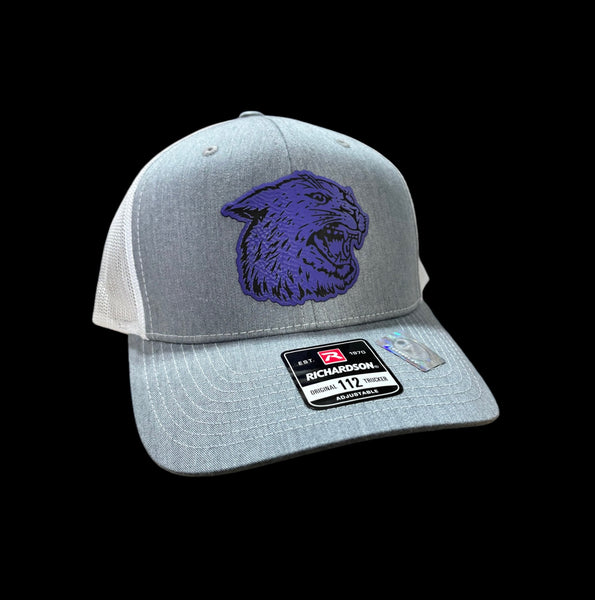 K-State Heather Gray and White Premium Leatherette Patch Hat