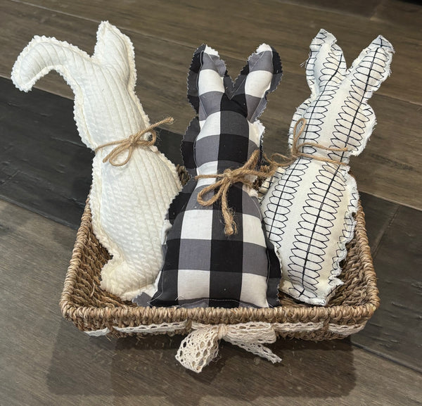 Farmhouse Fabric Bunnies - Set of 3