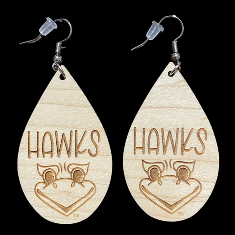 Hawks (KU) Engraved Earrings