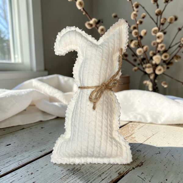 Farmhouse Fabric Bunnies - Set of 3 with 2 eggs