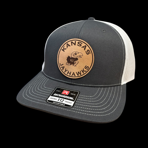 Kansas Jayhawks Circle Leather Patch Hat
