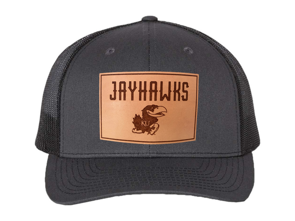 University of Kansas Rectangle Jayhawks Leather Patch Hat
