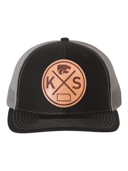 K-State Circle Cross Leather Patch Hat