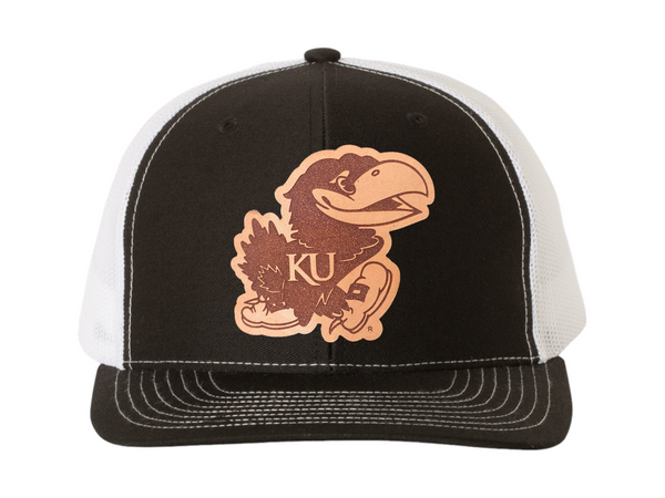 University of Kansas Offset Jayhawk Leather Patch Hat