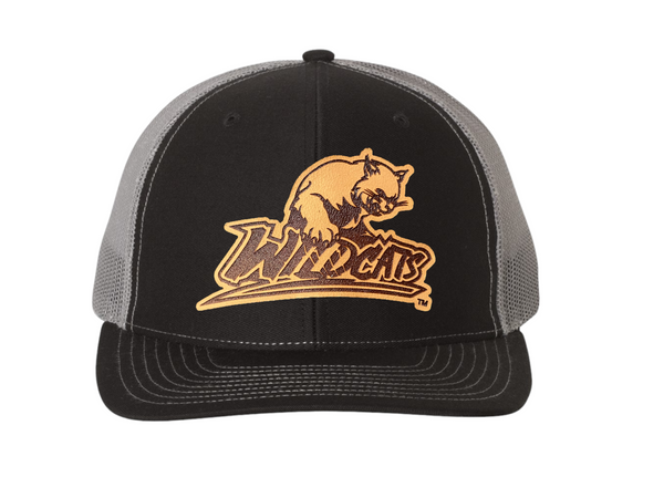 Baker University Offset Wildcats Leather Patch Hat