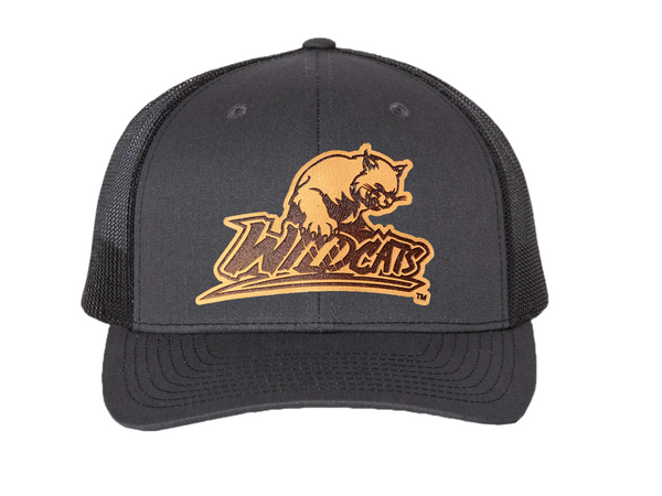 Baker University Offset Wildcats Leather Patch Hat