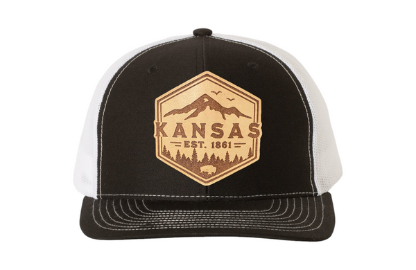 State of Kansas Hexagon Leather Patch Hat